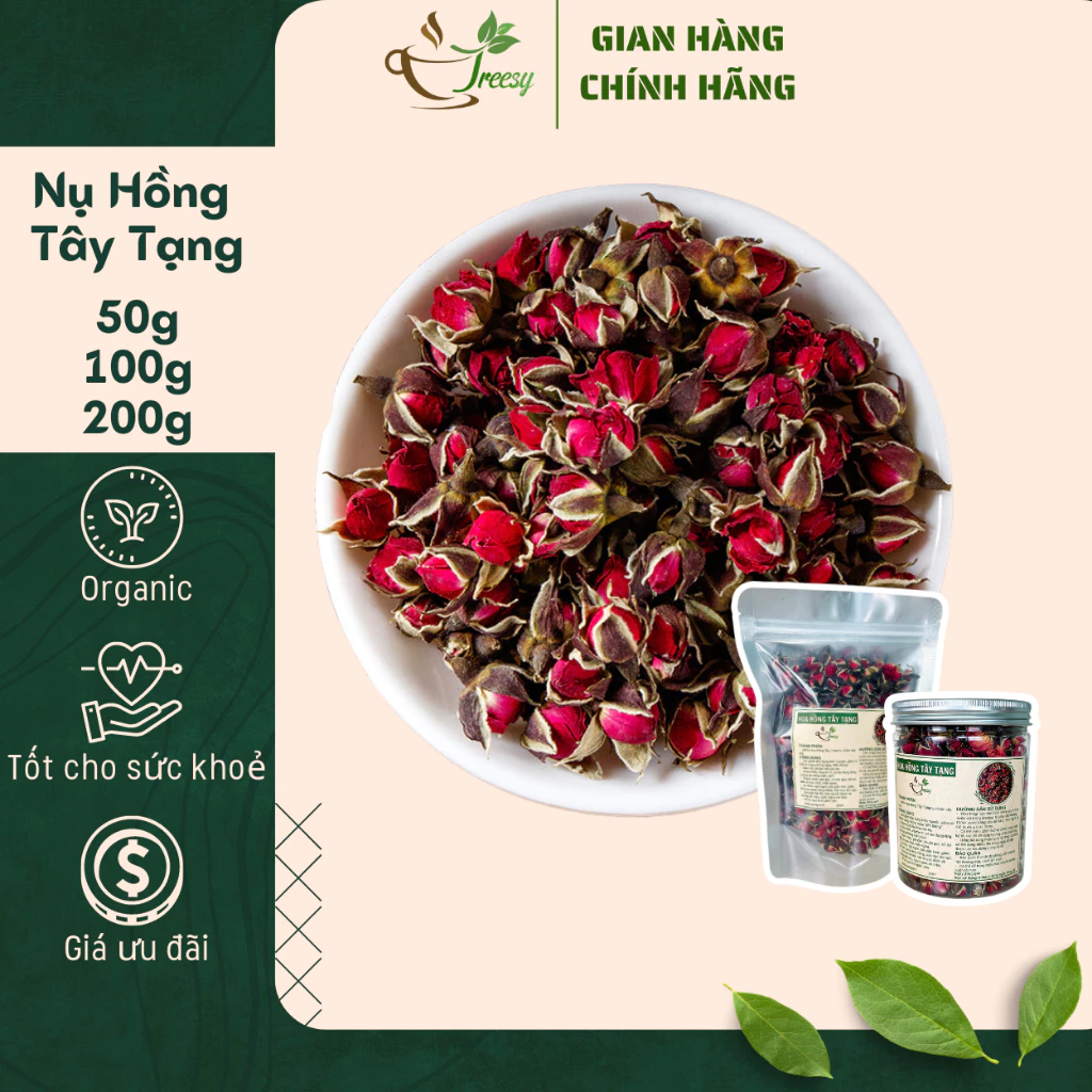 200g Trà Nụ Hoa Hồng Tây Tạng Sấy Khô Nguyên Nụ - Trà thảo mộc Treesy - Trà hoa quả