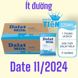 Thùng 48 bịch sữa tươi tiệt trùng ít đường Dalat Milk 220ml "Giá bán đã trừ khuyến mãi"