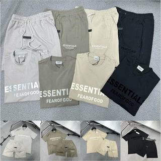 Bộ Essentials, Bộ Quần Áo Nam Cộc Tay Mặc Hè Essentials Chất Cotton 2 Chiều Thêu Mác Logo Cao Su Dáng Basic Mẫu Mới 2024