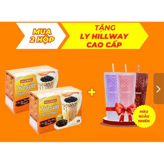 Combo 2 Hộp Trà Sữa Trân Châu Hillway tặng ly kim cương 2 lớp màu tím