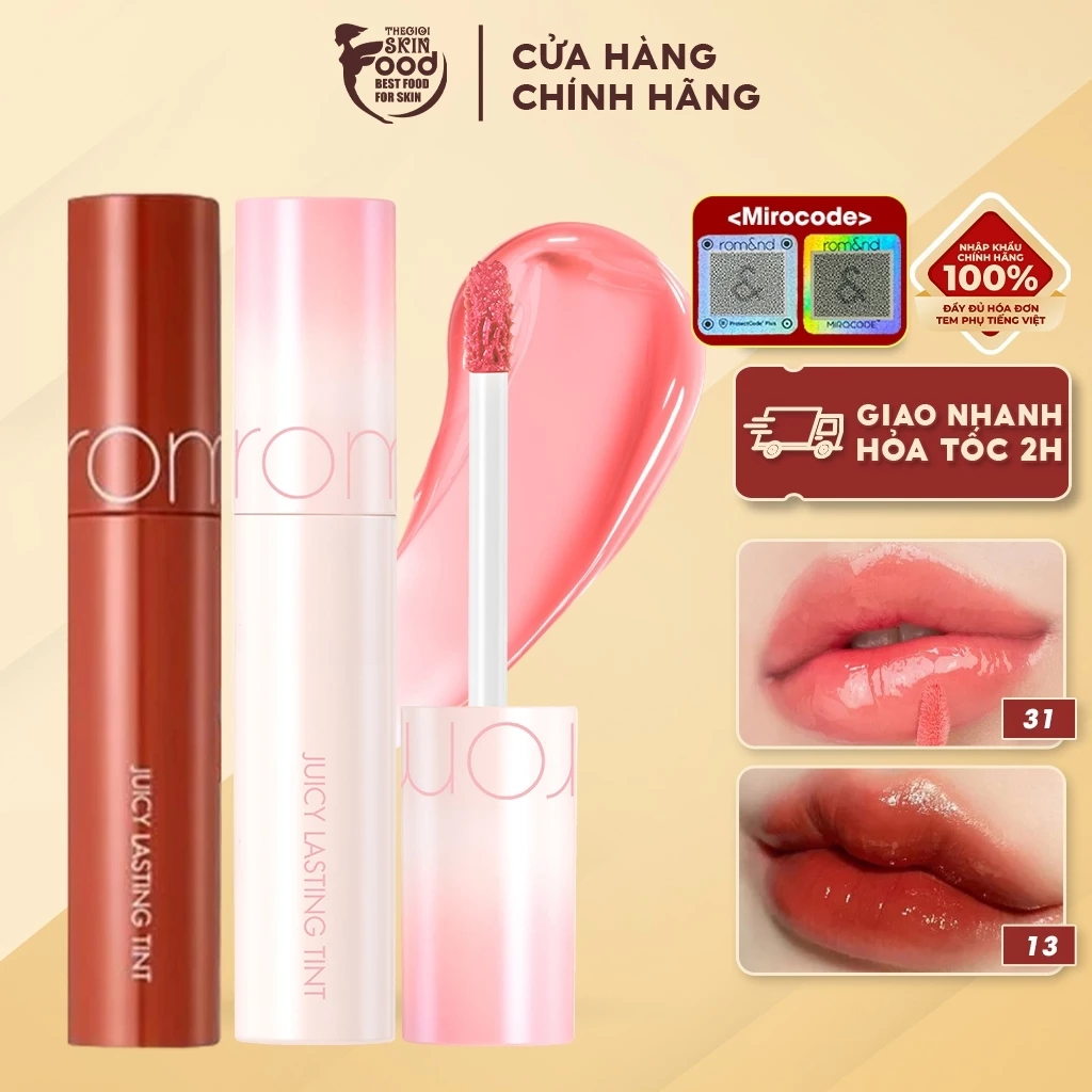 [Màu 1-33] Son Tint Bóng, Siêu Lì, Căng Mọng Môi Hàn Quốc Romand Juicy Lasting Tint 5.5g