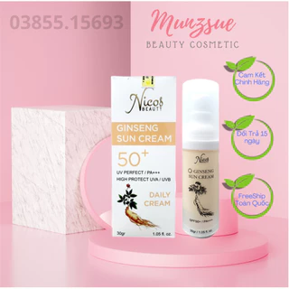 Kem Chống Nắng Vật Lý [Chính Hãng] Sâm Nlcos Ginseng Sun SPF50+,Dưỡng Ẩm, CHống UV, Dịu Da, Da Sáng Mịn Tuýp 30gr