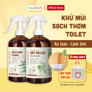 Chai Xịt Thơm Phòng Vệ Sinh Toilet Phòng Tắm VINA TƯƠI 100ml/500ml Tinh Dầu Quế, Sả Chanh, Bạch Đàn Chanh, Bạc Hà