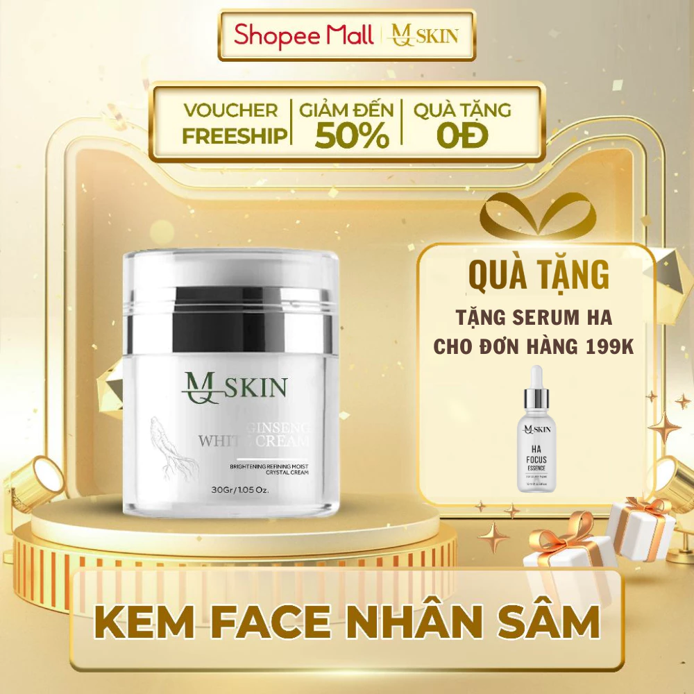 ( TẶNG SERUM HA MINI ) Kem Face Nhân Sâm, Hỗ Trợ Dưỡng Da Sáng Và Phục Hồi Da Sau Peel - MQ Skin