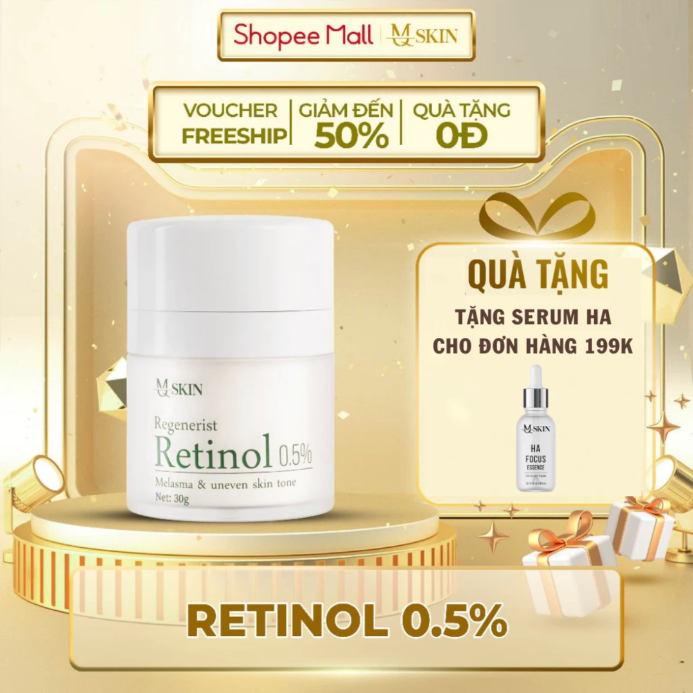 ( TẶNG SERUM HA MINI ) Kem Tái Tạo Và Trẻ Hóa Làn Da RETINOL 0,5 % 30gr - MQ Skin