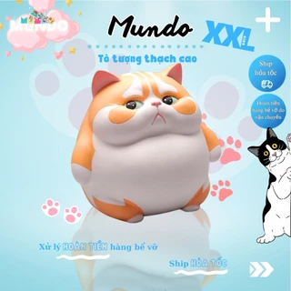 Tô Tượng XXL 113 Mèo Béo Chibi, Tượng Thạch Cao Mundo