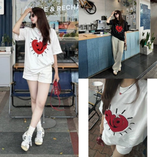 Áo Phông Cổ Tròn Thêu Chữ “Love” form oversize style Ulzzang