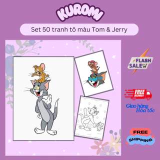 Bộ 50 tranh tô màu hoạt hình hottrend ngộ nghĩnh cho bé trai bé gái chủ đề Tom và Jerry