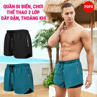 Quần nam đi biển, đi bơi, chơi thể thao 2 lớp POPO QB3 vải pha thoáng khí, mau khô