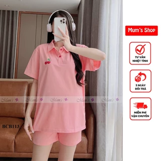 Bộ bầu Mum's shop bộ cotton hồng cherry trẻ trung, năng động và thoải mái cho các mẹ bầu diện hè