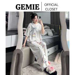 Set bộ nữ GÀ CON mặc nhà form rộng áo phông mix quần, Set bộ ngủ nữ in nhiều hình cute form thụng phong cách Hàn Quốc