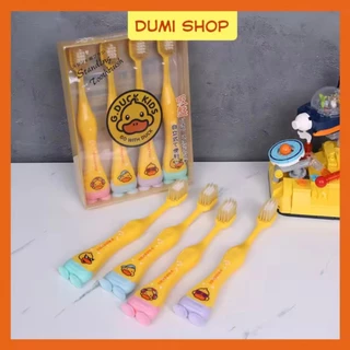 Set 4 Bàn Chải Đánh Răng In Hình Vịt Vàng Siêu Đáng Yêu Cho Bé 3-5 Tuổi - Dumi Shop