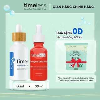 Combo Serum Timeless Coenzyme Q10 & Hyaluronic Pure 30ml Hỗ Trợ Cấp Ẩm Hỗ Trợ Căng Bóng Mờ Nhăn