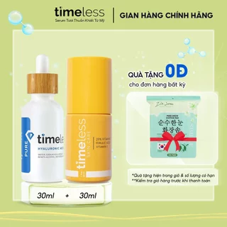 Combo Serum Timeless Hyaluronic Acid Pure 30ml + 20% Vitamin C Cấp Ẩm Mờ Thâm Làm Sáng Da