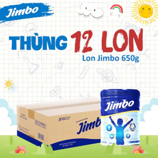 THÙNG 12 LON JIMBO 650G, Sữa Jimbo Dành Cho Bé Từ 3 Đến 18 Tuổi, Giúp Bé Tăng Cân, Bé Ăn Ngon Ngủ Ngon