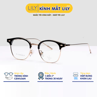 Gọng kính cận nam nữ LILYEYEWEAR mắt kính tròn TITANIUM thanh mảnh thời thượng 22002