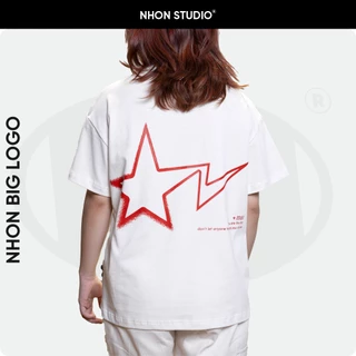 Áo Thun Nữ Boxy Local Brand NHON Studio Star Premium Trắng Cotton 260gsm Form Unisex