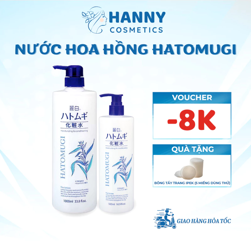 Nước hoa hồng Hatomugi toner dưỡng da nước dưỡng ẩm sáng da chiết xuất ý dĩ 500ml 1000ml - Hanny