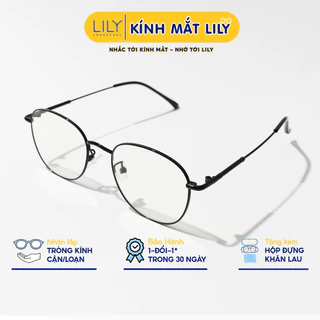 Gọng kính cận nam nữ Lilyeyewear mắt tròn chất liệu kim loại phụ kiện thời trang 2812307