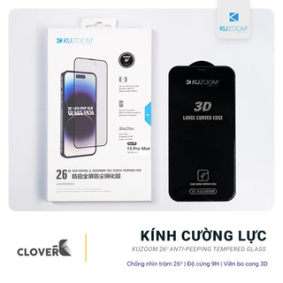 Kính Cường Lực Chống Nhìn Trộm Kuzoom Viền Cong 3D, Full Màn Hình, Độ Cứng 9H Dùng cho iP15/14/13/12