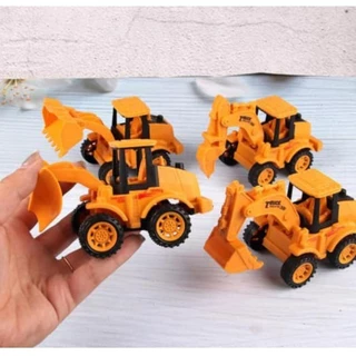 Đồ chơi bộ 4 xe đồ chơi công trình xây dựng chạy đà màu vàng cho bé