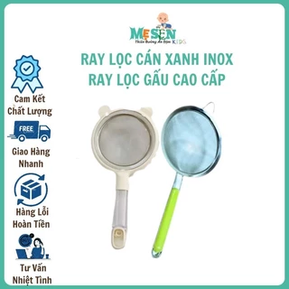 Ray lọc cháo inox cán xanh 12cm,ray lọc mịn thép không gỉ, kẹp gắp thức ăn mini