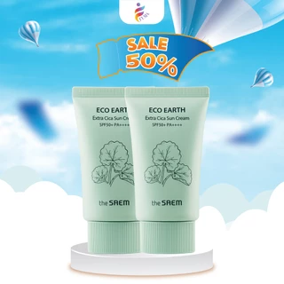 [Combo 2 sp] Kem Chống Nắng Chiết Xuất Rau Má, Nâng Tone, Cân Bằng Ẩm the SAEM Eco Earth Extra Cica Sun Cream