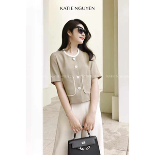 Áo thiết kế nữ xanh olive Jade shirt by KATIE