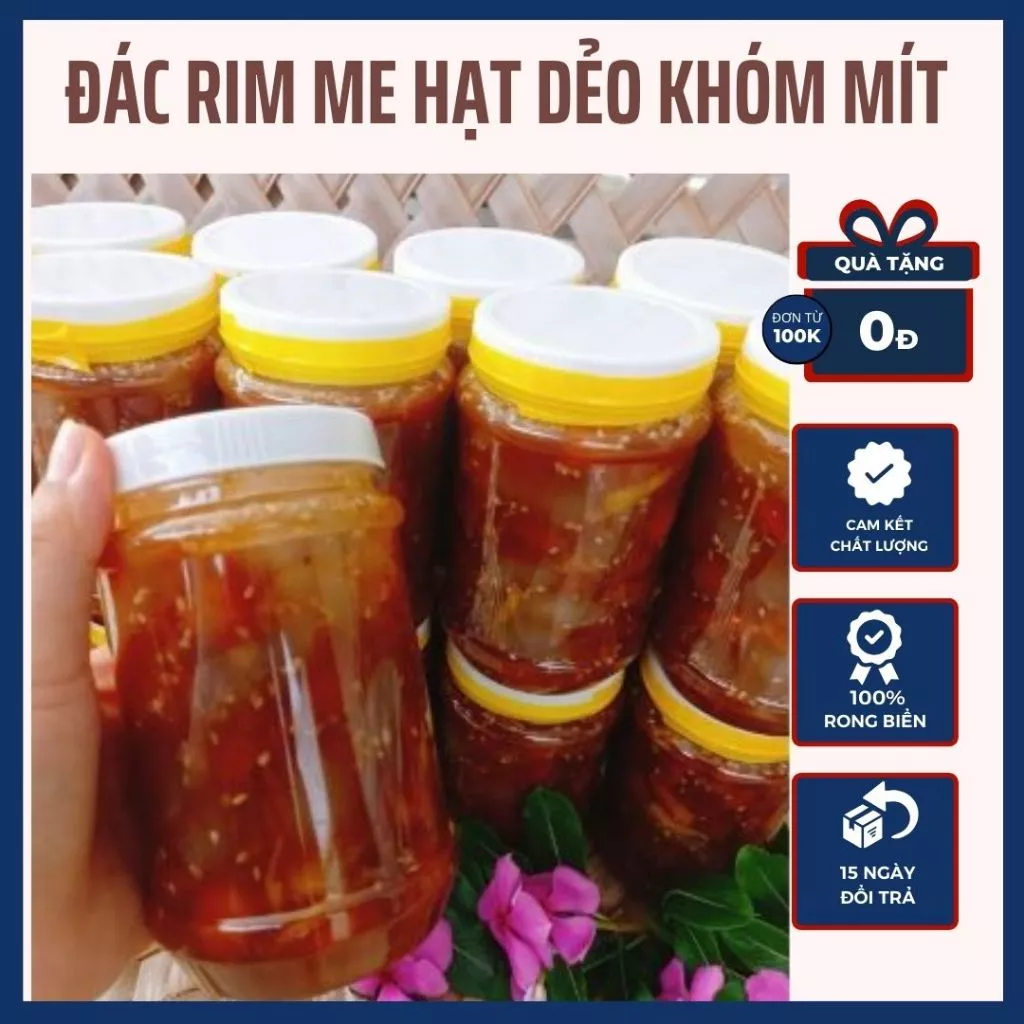 Hạt đác rim me hạt dẻo, khóm, mít kèm gói đậu phộng nhà rang, me rim đác hũ 550g/1kg