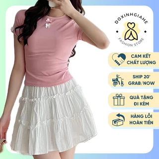 ÁO THUN BABYTEE ĐÍNH NƠ CHẤT COTTON VẢI MỊN THOÁNG MÁT BAO XINH