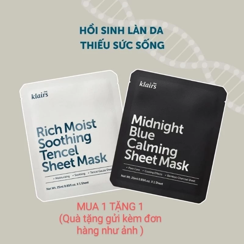 (HSD 2026) Dear Klairs Mặt nạ làm dịu phục hồi da Midnight Blue Calming Mask