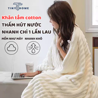 Khăn tắm cao cấp TINY HOME - TN034 thiết kế dạng sóng chất liệu cotton thấm hút tốt không bám bụi kích thước 70x140cm