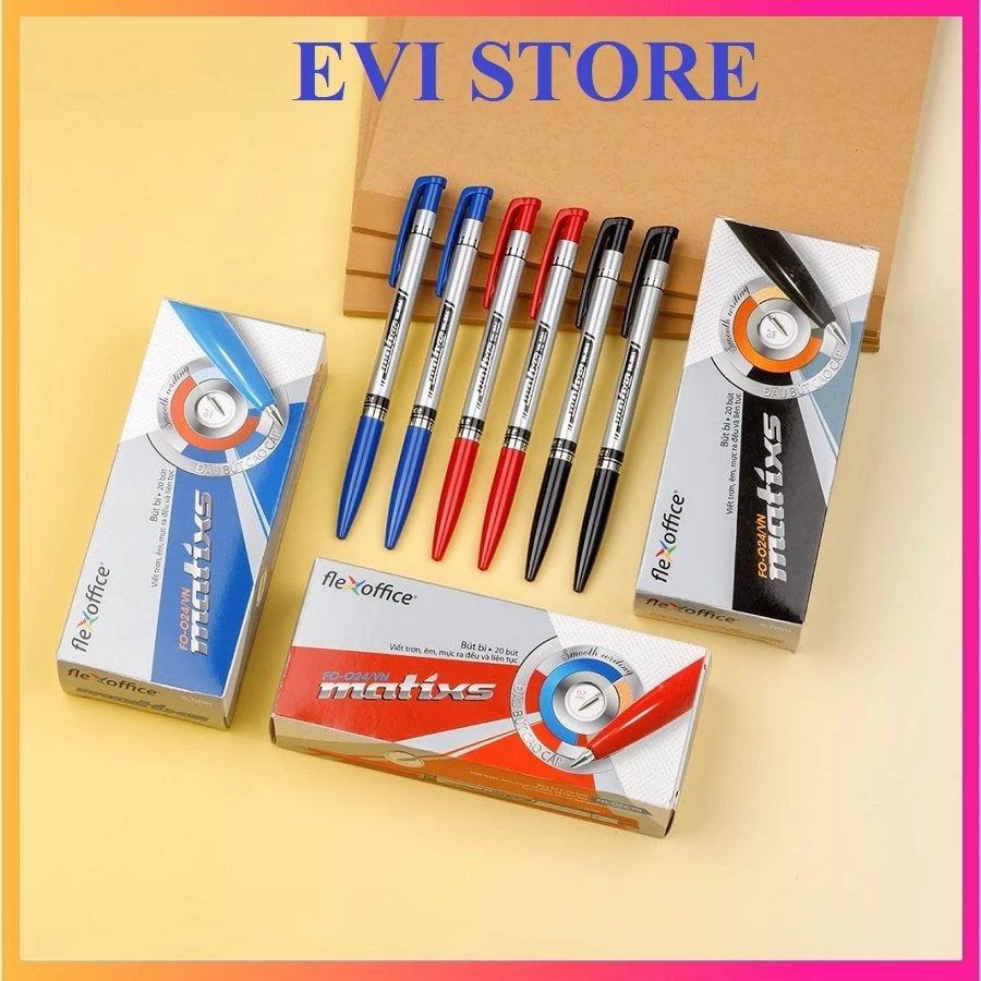 Hộp 20 cây bút bi văn phòng Flexoffice FO-024 / Bút Matixs Thiên Long FO024 ngòi 0.7mm