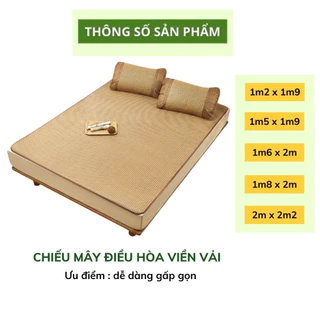 Chiếu mây điều hòa cao cấp có đai kèm nệm chiếu điều hòa sợi mây lót lụa chính hãng