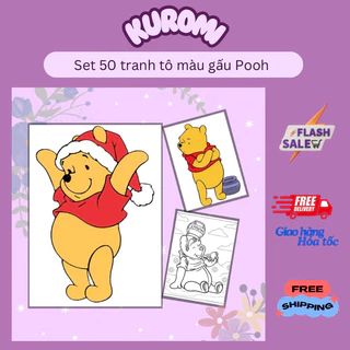 Bộ 50 tranh tô màu hoạt hình hottrend ngộ nghĩnh cho bé trai bé gái chủ đề gấu pooh