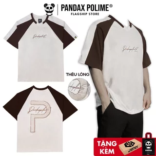 Áo phông raglan blockcore  tay lỡ local brand nam nữ unisex oversize forn rộng cặp đôi bigsize thêu lông pandax polime