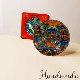 Đĩa kim loại hình phong cảnh Việt Nam 15 cm - copper plate