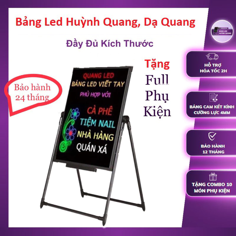 Biển Led Huỳnh Quang, Biển Led Dạ Quang,60x80cm, 50x70cm, 40x60cm ( Tặng 10 bút + Full phụ kiện )