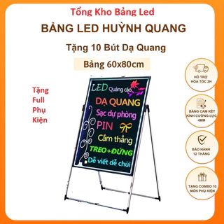 Biển Led Dạ Quang, Biển Led Huỳnh Quang 60 x 80cm - TẶNG 10 Bút + Full Phụ Kiện