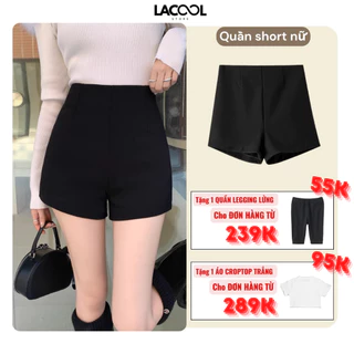 Quần Short Nữ Cạp Cao LACOOL Tôn Dáng Phong Cách Hàn Quốc Chất Liệu Umi Hàn Co Giãn Tốt Khóa Kéo Giọt Lệ LQ03