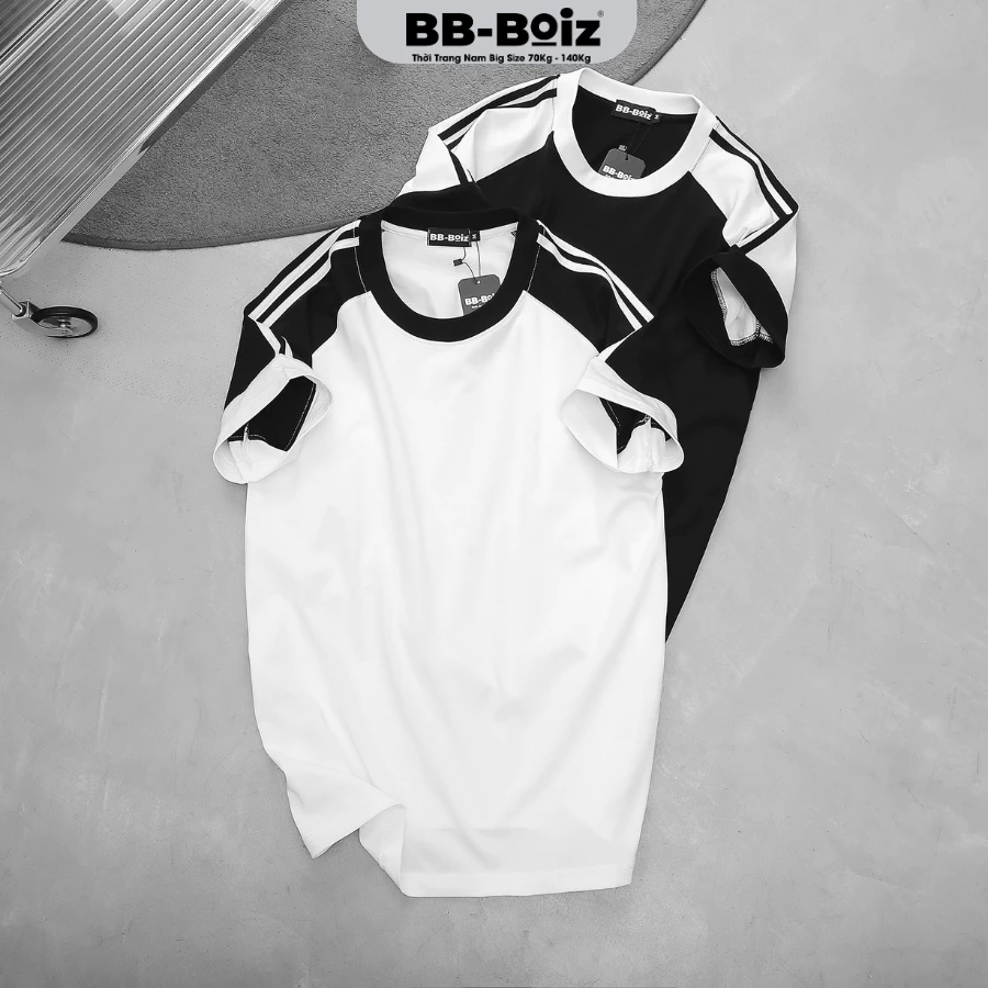 [BigSize] Áo Thun Tay Ngắn Nam BB-Boiz | Form BigSize 80-130kg | VIỀN 2 VAI