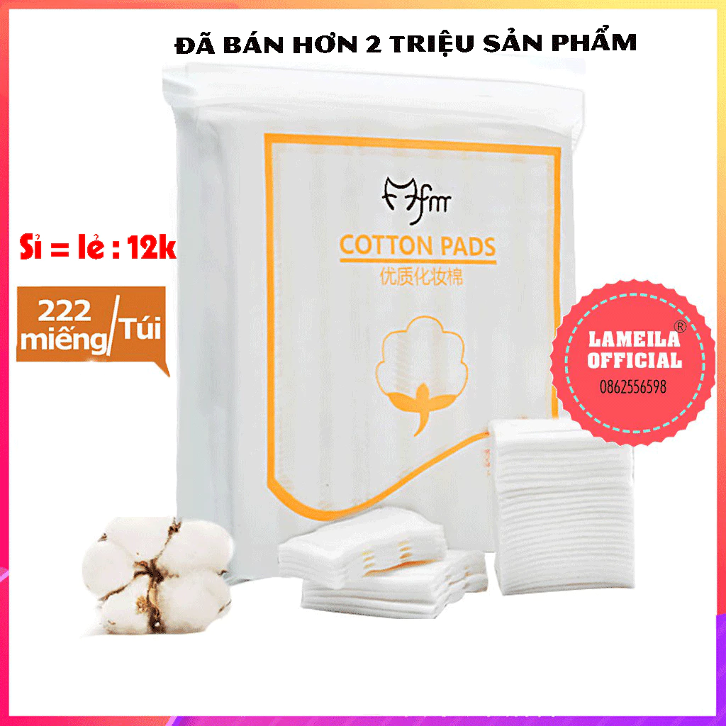 Bông tẩy trang Lameila 222 miếng chính hãng 100% cotton tự nhiên