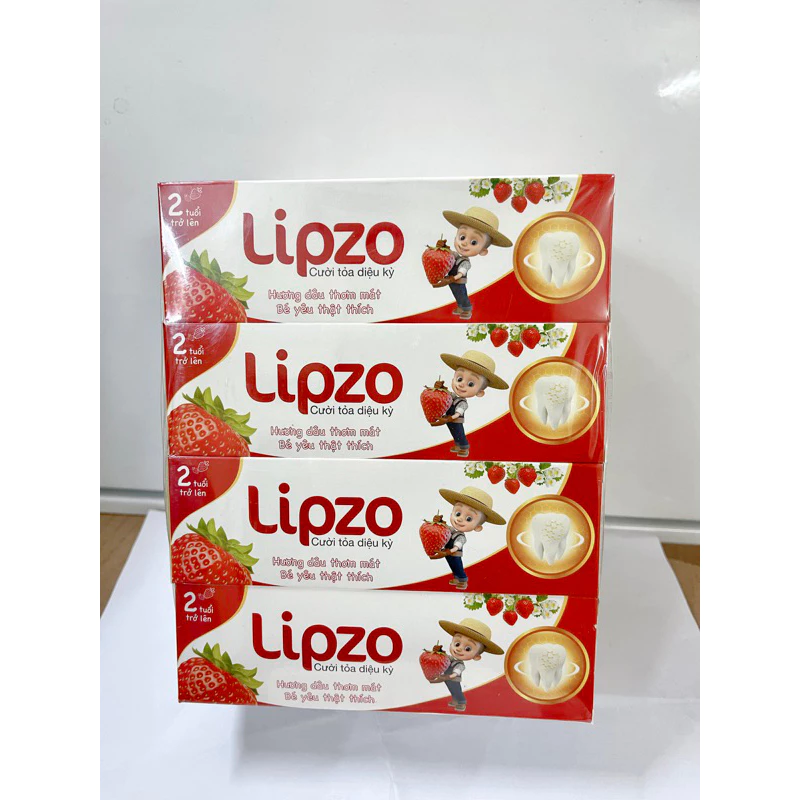 Kem Đánh Răng Trẻ Em Lipzo 75G Vị Dâu Ngọt Thơm An Toàn Cho Trẻ Em Từ 2-10 Tuổi