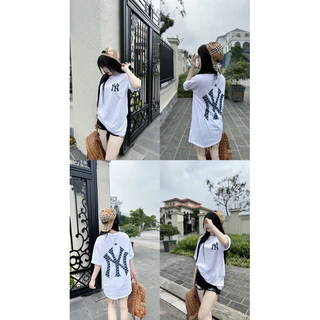 Áo Phông mlb NY xanh pha chuẩn cổ bo 2 màu LINHSTORE siêu hot hit new chuẩn đẹp