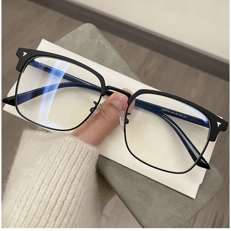 Kính Nửa Gọng Nam Nữ Cánh Én, Mắt Kính Nửa Vành Gọng Kim Loại Chống Ánh Sáng Xanh Unisex FERADO