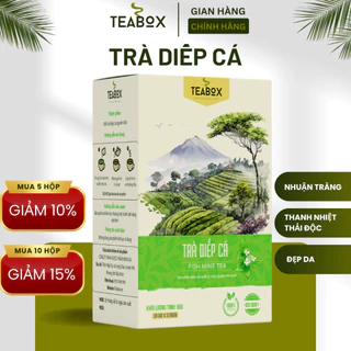 Trà Diếp Cá Thanh Nhiệt Mát Gan, Giảm Táo Bón, Giảm Trĩ | Hộp 30 gói x 3g Túi Lọc Teabox