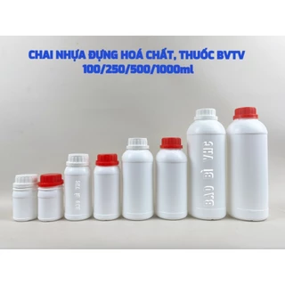 Chai Nhựa HDPE Trắng Nắp Bảo Hiểm 250ml /500ml/ 1000ml Đựng Phân Bón, Thuốc Bảo Vệ Thực Vật, Hóa Chất