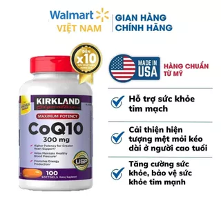 Bổ tim mạch Kirkland Signature CoQ10 300mg hộp100 viên của Mỹ giúp bổ tim mạch và ổn định huyết áp