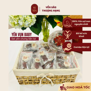 Combo 5 set yến sào viên baby Vũ Yến nguyên chất tặng kèm táo đỏ và đường phèn