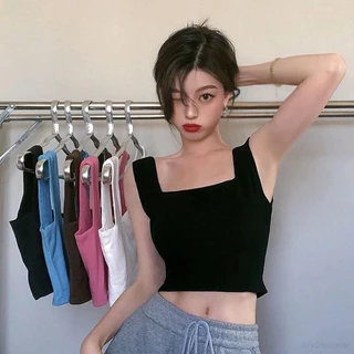 Áo Croptop, áo bra Nữ chất liệu cotton lạnh bản to, trẻ trung khỏe mạnh, áo có mút, cổ vuông mã 1038